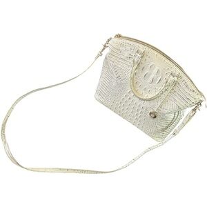 Brahmin Duxbury Satchel in cream color crocodile embossed leather with dustbag